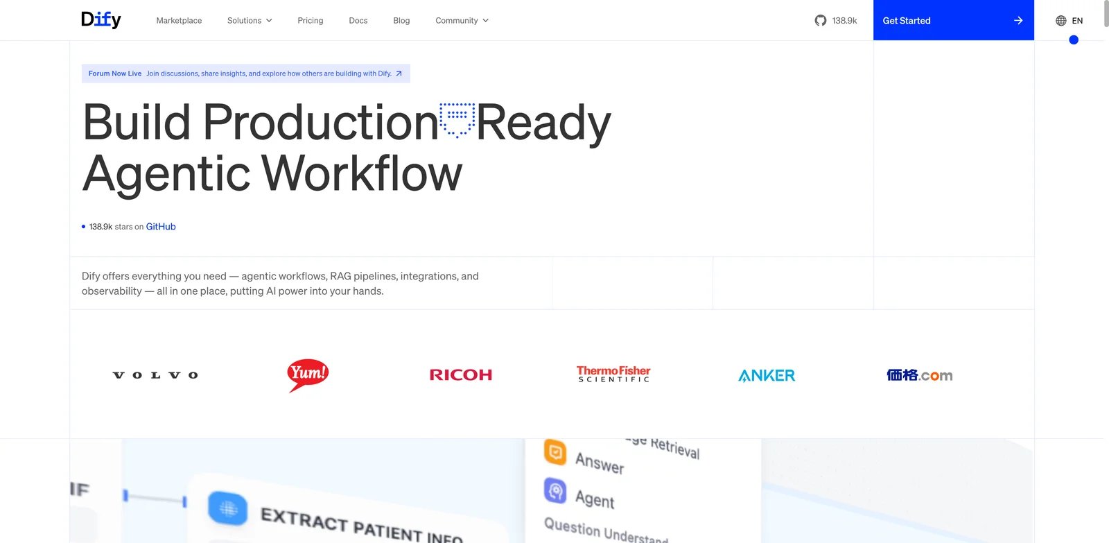 Dify interface showing the agent app builder with tools, knowledge, and workflow canvas