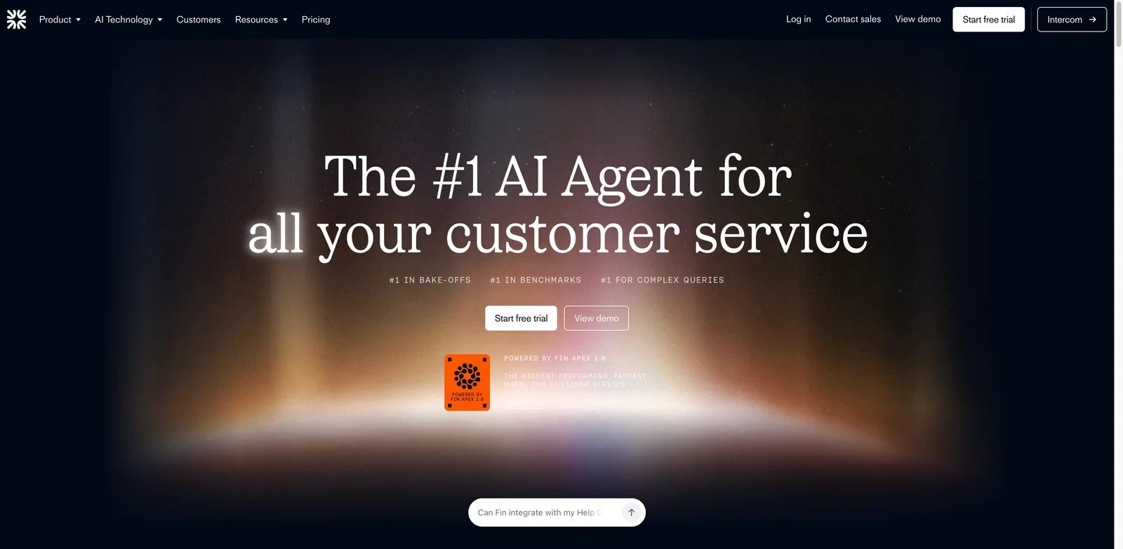 Intercom Fin interface showing the support agent resolving a ticket with grounded answers