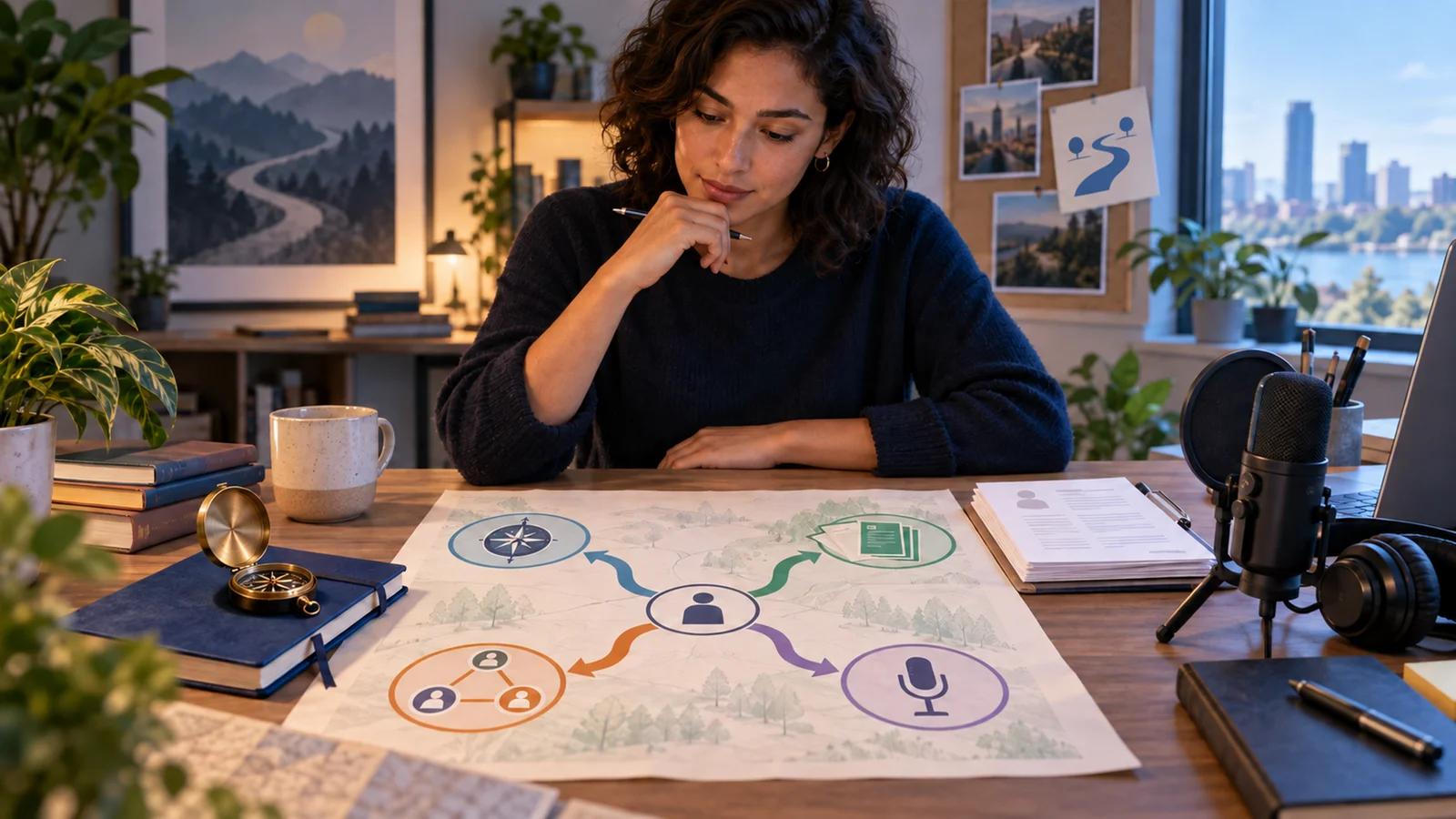 AI career tools arranged around exploration, transition, job search, networking, and interview decisions
